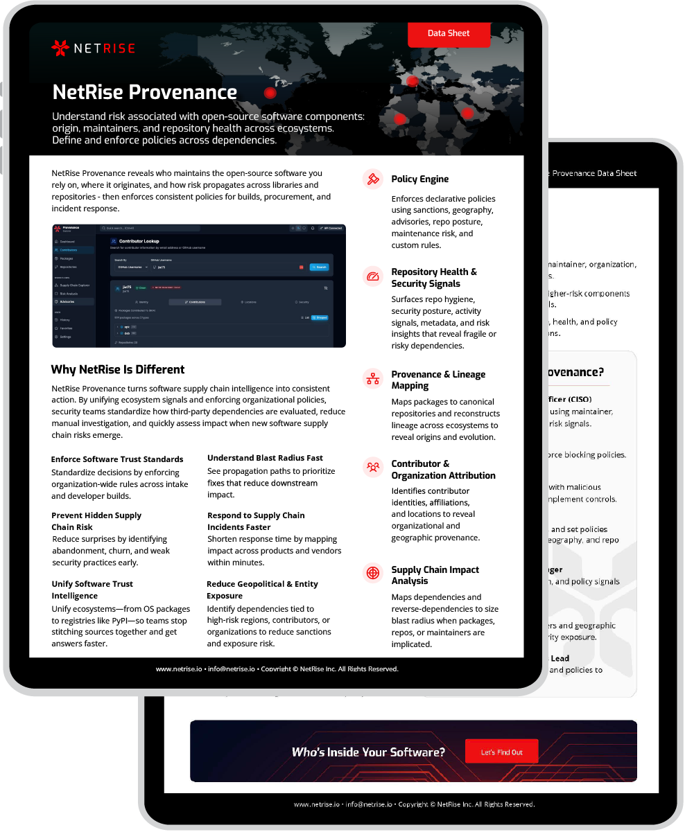 Netrise Provenance Data Sheet