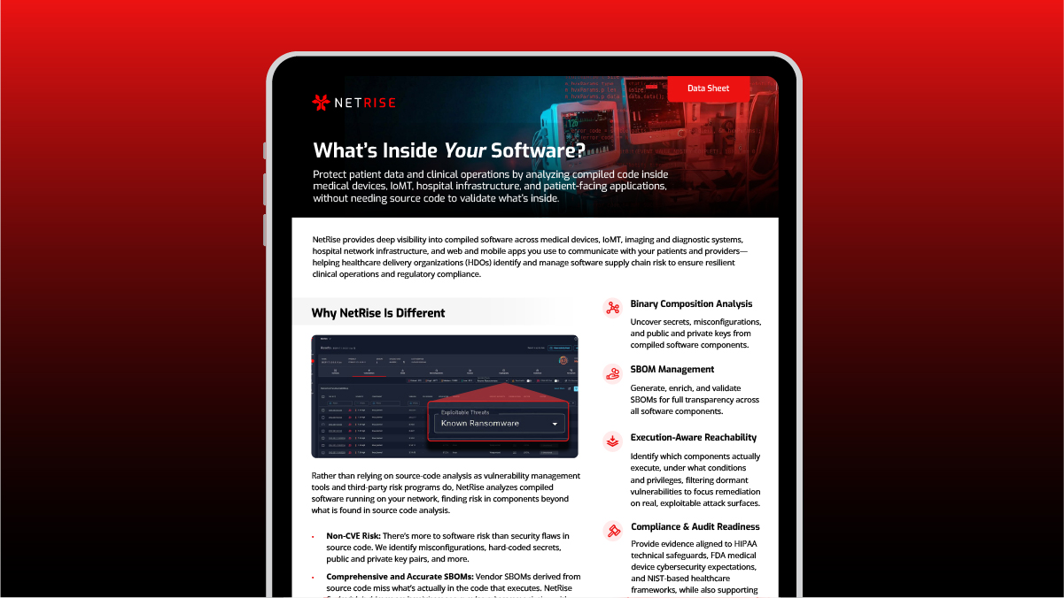 NetRise for HDOs: Data Sheet on Software Supply Chain Security (SSCS)