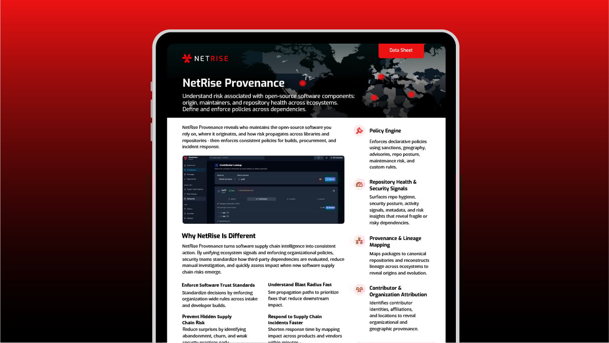 NetRise Provenance Data Sheet