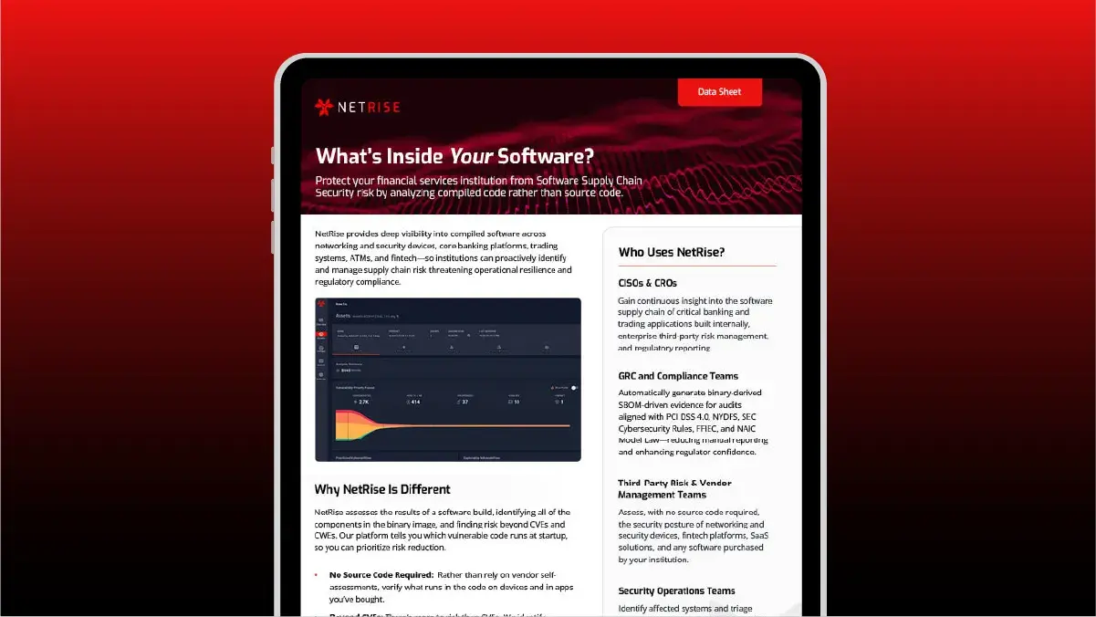 NetRise for Financial Services: Data Sheet on Software Supply Chain Security