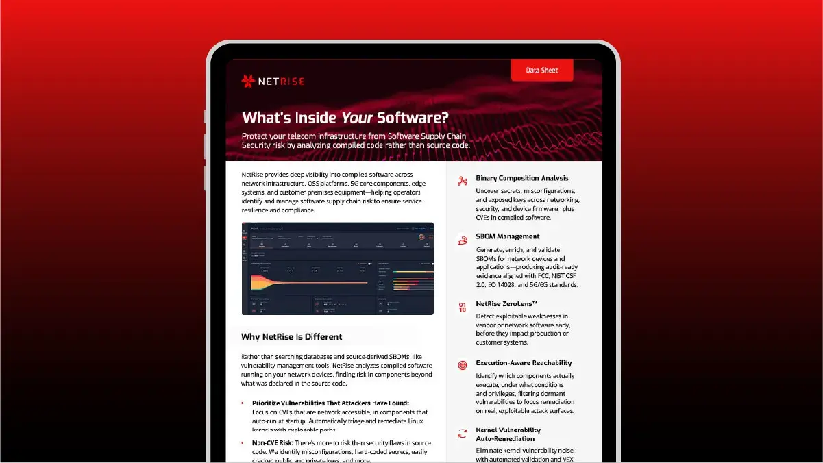 NetRise for Telecommunications Providers: Data Sheet on Software Supply Chain Security